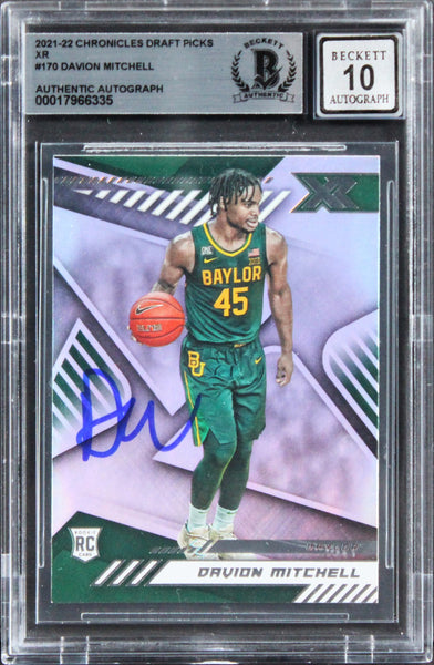 Davion Mitchell Signed 2021 Chronicles DP XR #170 Rookie Card Auto 10! BAS Slab