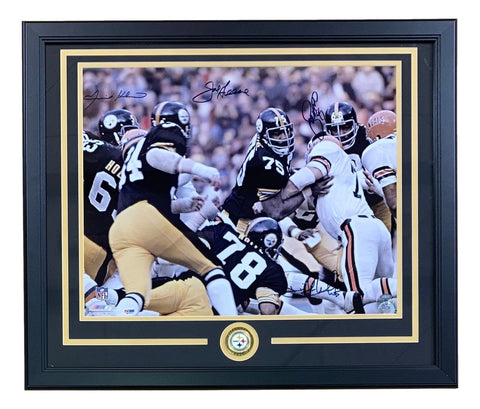Greene Holmes Greenwood White Signed Framed 16x20 Steel Curtain Photo PSA LOA