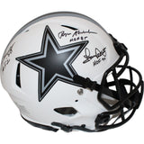 Pearson/Staubach/Dorsett Signed Dallas Cowboys Lunar Helmet HOF BAS 43394