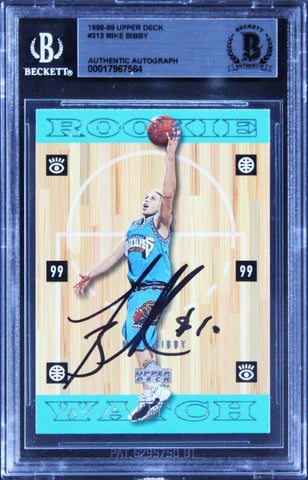 Grizzlies Mike Bibby Signed 1998 Upper Deck #313 Rookie Card BAS Slabbed