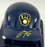 Milwaukee Brewers CHRISTIAN YELICH Signed Rawlings BLUE Mini Helmet AUTO - JSA