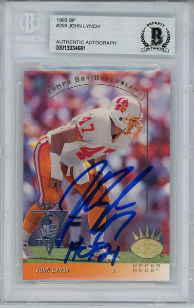 John Lynch Autographed 1993 Upper Deck SP Rookie Card HOF BAS Slab 31563