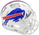 KELLY, THOMAS & REED AUTOGRAPHED BILLS TEAM GREATS MINI HELMET BECKETT 236172