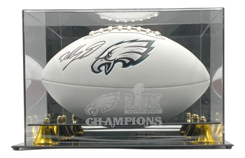 Dallas Goedert Signed Eagles Logo Football Fanatics w/ Super Bowl 59 Case