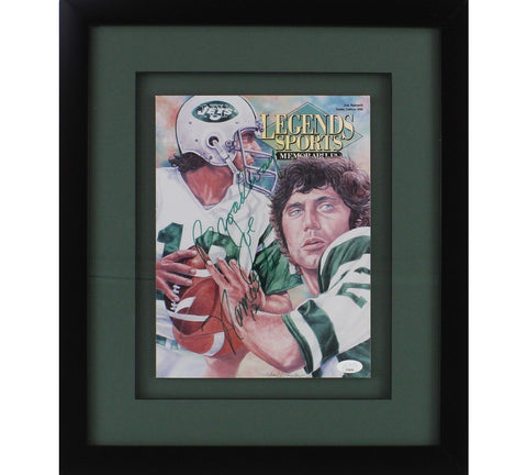 Joe Namath Signed New York Jets Framed Legends Sports NFL Magazine w/ "Broadway"