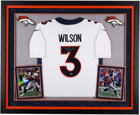 Russell Wilson Denver Broncos Framed Autographed White Nike Limited Jersey