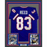 FRAMED Autographed/Signed ANDRE REED HOF 14 33x42 Buffalo Blue Jersey PSA COA