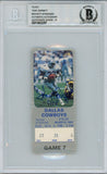 Tony Dorsett Autographed/Signed 11/9/1986 Ticket Beckett Slab 39179