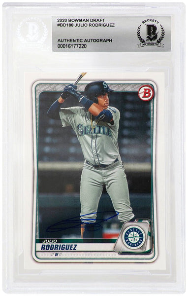 Julio Rodriguez Signed Mariners 2020 Bowman Draft Rookie Card #BD188 -(Beckett)