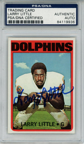 Larry Little Autographed 1972 Topps #240 Trading Card PSA Slab 43623