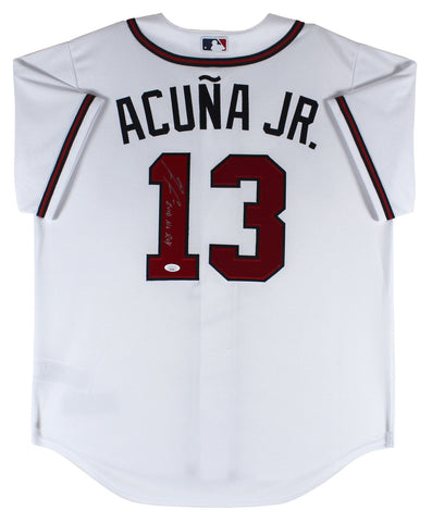 Braves Ronald Acuna Jr. "2018 NL ROY" Signed White Nike Jersey Autographed JSA