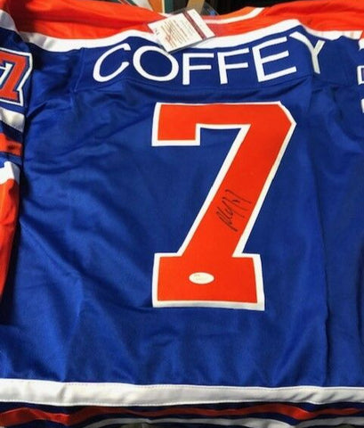 Paul Coffey Signed Edmonton Oilers Blue Jersey (JSA COA) 4x Stanley Cup Champion
