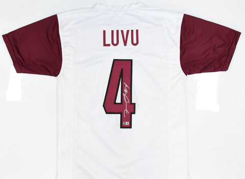 Frankie Luvu Autographed White Pro Style Jersey - Beckett W Hologram *Silver