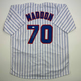 Autographed/Signed Joe Maddon Chicago Pinstripe Baseball Jersey JSA COA