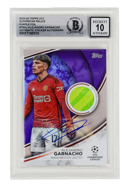 Alejandro Garnacho Signed 2023-24 Topps UCC Superstar Relics /299 - BGS 10