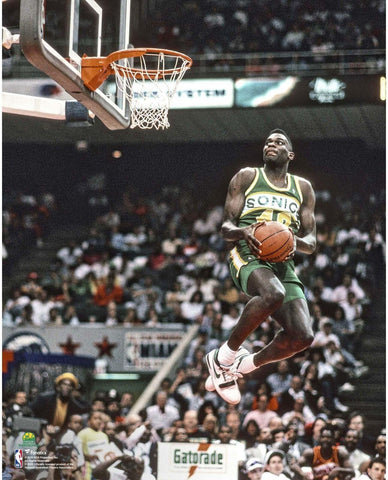 Shawn Kemp Supersonics All-Star 1990 Slam Dunk Contest Sideways Dunk 16x20 Photo