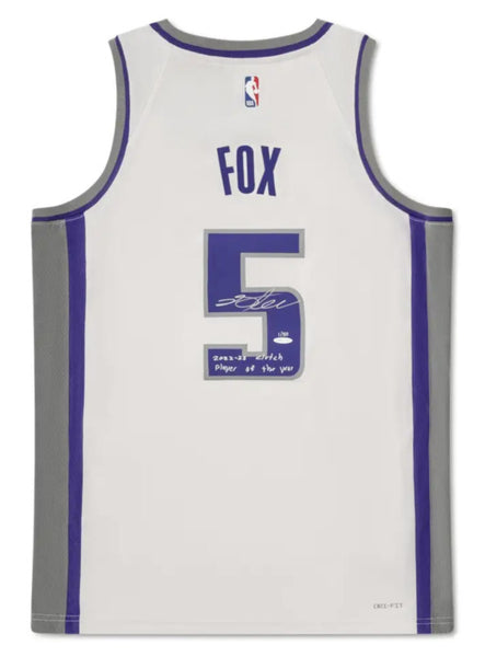 De'Aaron Fox Autographed 'Clutch POTY' Kings Nike White Jersey UDA LE 1/50