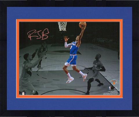Framed RJ Barrett New York Knicks Signed 11x14 White Spotlight Photograph