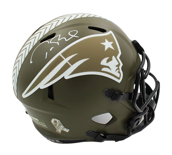 Tom Brady Signed New England Patriots Speed Full Size Salute to Service Helmet