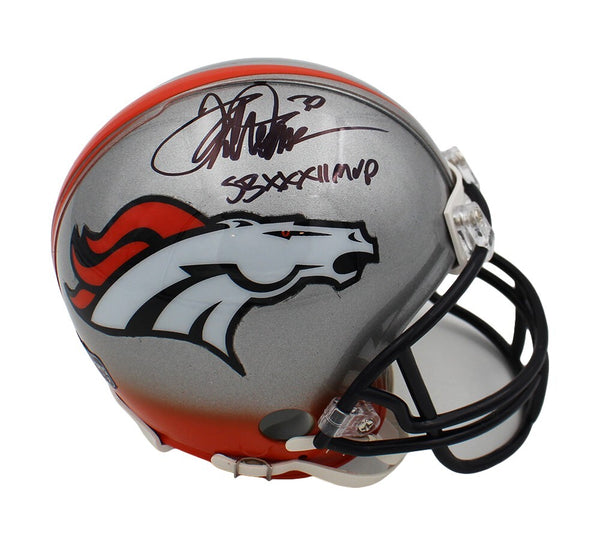 Terrell Davis Signed Denver Broncos Custom Silver NFL Mini Helmet with "SB XXXII