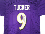 BALTIMORE RAVENS JUSTIN TUCKER AUTOGRAPHED PURPLE JERSEY JSA STOCK #232737