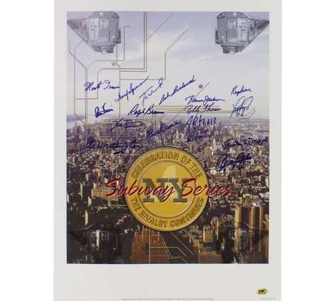 R Branca, M Irvin Signed NY Mets Unframed Subway Series Litho Print - 17 Sigs