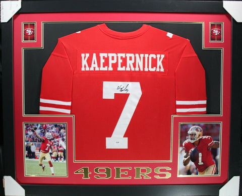 COLIN KAEPERNICK (49ers red SKYLINE) Signed Autographed Framed Jersey PSA