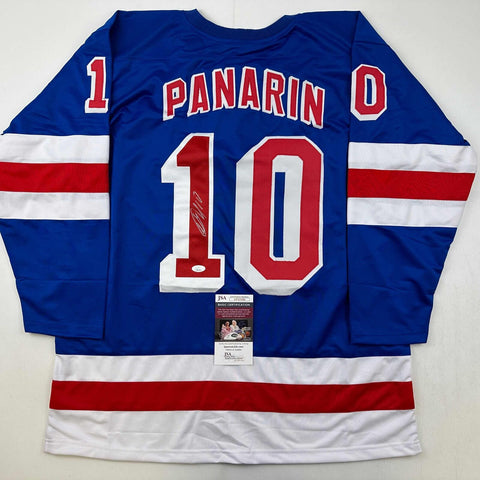 Autographed/Signed Artemi Panarin New York Blue Hockey Jersey JSA COA