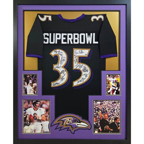 Baltimore Ravens Super Bowl Team Autographed Signed Framed Jersey JSA