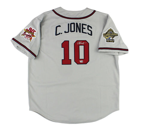 Chipper Jones Signed Atlanta Braves M&N Authentic Throwback Grey Jersey