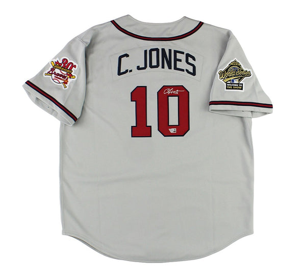 Chipper Jones Signed Atlanta Braves M&N Authentic Throwback Grey Jersey