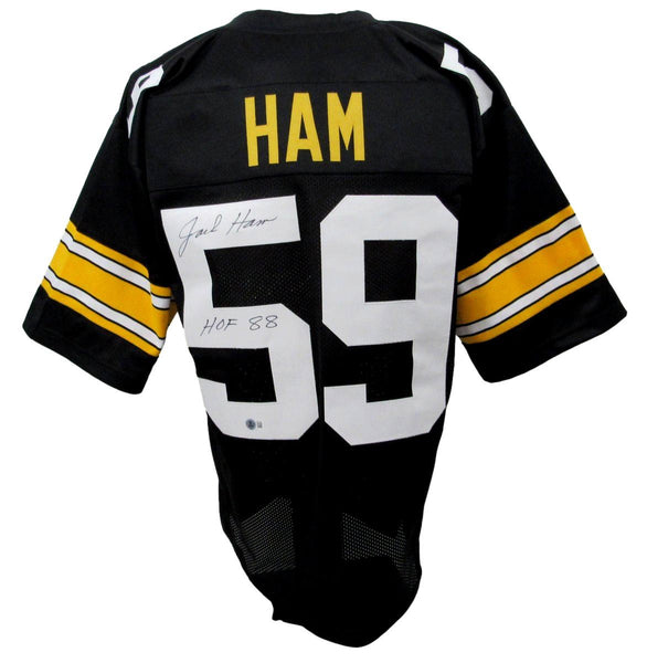 Jack Ham HOF Signed/Inscr Black Steelers Custom Football Jersey Beckett 192384