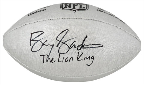 Barry Sanders Signed Wilson Duke Silver Metallic Football w/Lion King - (SS COA)