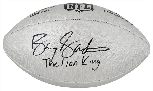 Barry Sanders Signed Wilson Duke Silver Metallic Football w/Lion King - (SS COA)