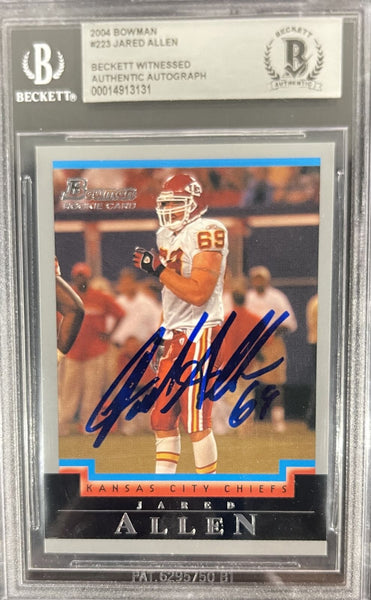 Jared Allen Autographed/Signed 2004 Bowman #223 Card KC Chiefs Beckett 40835