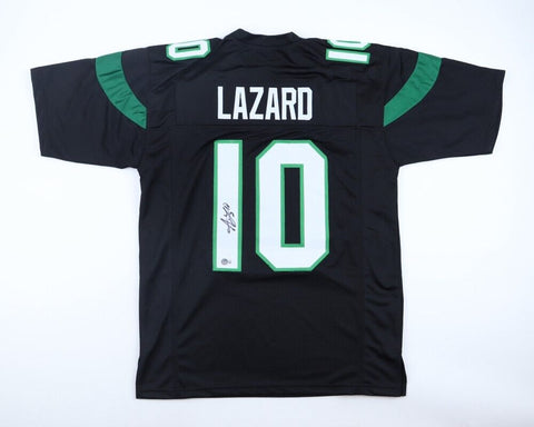 ALLEN LAZARD SIGNED AUTOGRAPHED NEW YORK JETS #10 BLACK JERSEY BECKETT