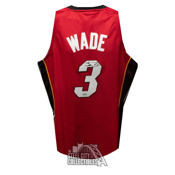 Dwayne Wade Autographed Miami Heat M&N Red Basketball Jersey - Fanatics