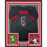 Framed Autographed/Signed Jonathan India 35x39 Black Connect Jersey BAS COA