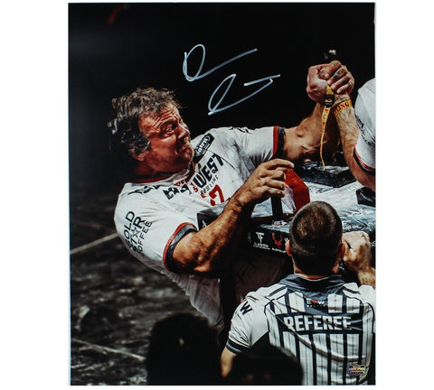Devon Larratt Signed Unframed 16x20 Arm Wrestling Photo - White Shirt