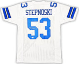 DALLAS COWBOYS MARK STEPNOSKI AUTOGRAPHED WHITE JERSEY BECKETT BAS QR 215776