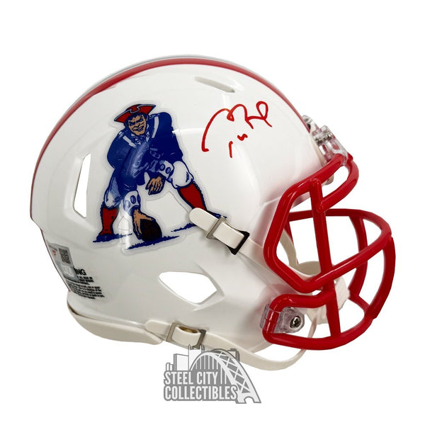 Tom Brady Autographed New England 90-92 Throwback Mini Football Helmet -Fanatics