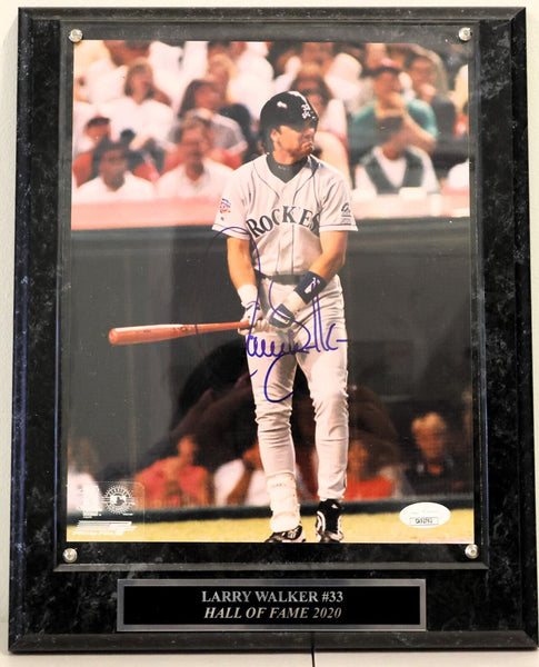 Larry Walker Autographed 8x10 Photo with Plaque