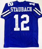 Roger Staubach Autographed Blue Pro Style Jersey - Beckett W Auth *1