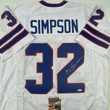 Autographed/Signed OJ O.J. SIMPSON Buffalo White Football Jersey JSA COA Auto