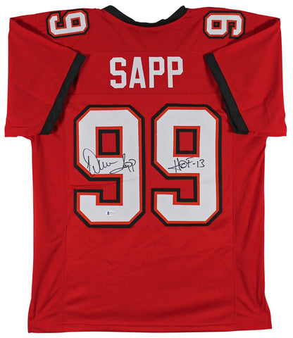 Warren Sapp "HOF 13" Authentic Signed Red Pro Style Jersey BAS Witness #WD71204