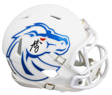 Boise State Ashton Jeanty Signed White Speed Mini Helmet W/ Case BAS Witnessed