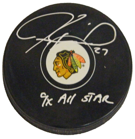 JEREMY ROENICK Signed Blackhawks Logo Hockey Puck w/9x All Star - SCHWARTZ