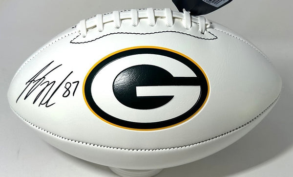 Packers JORDY NELSON Signed Wilson White Panel Green Bay LOGO Football AUTO BAS