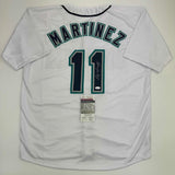 Autographed/Signed Edgar Martinez Seattle White Baseball Jersey JSA COA
