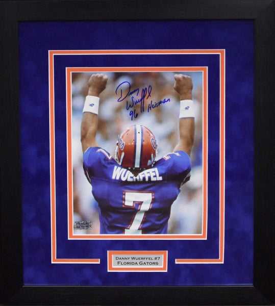 DANNY WUERFFEL AUTOGRAPHED FLORIDA GATORS FRAMED 8x10 PHOTO W/ 96 HEISMAN